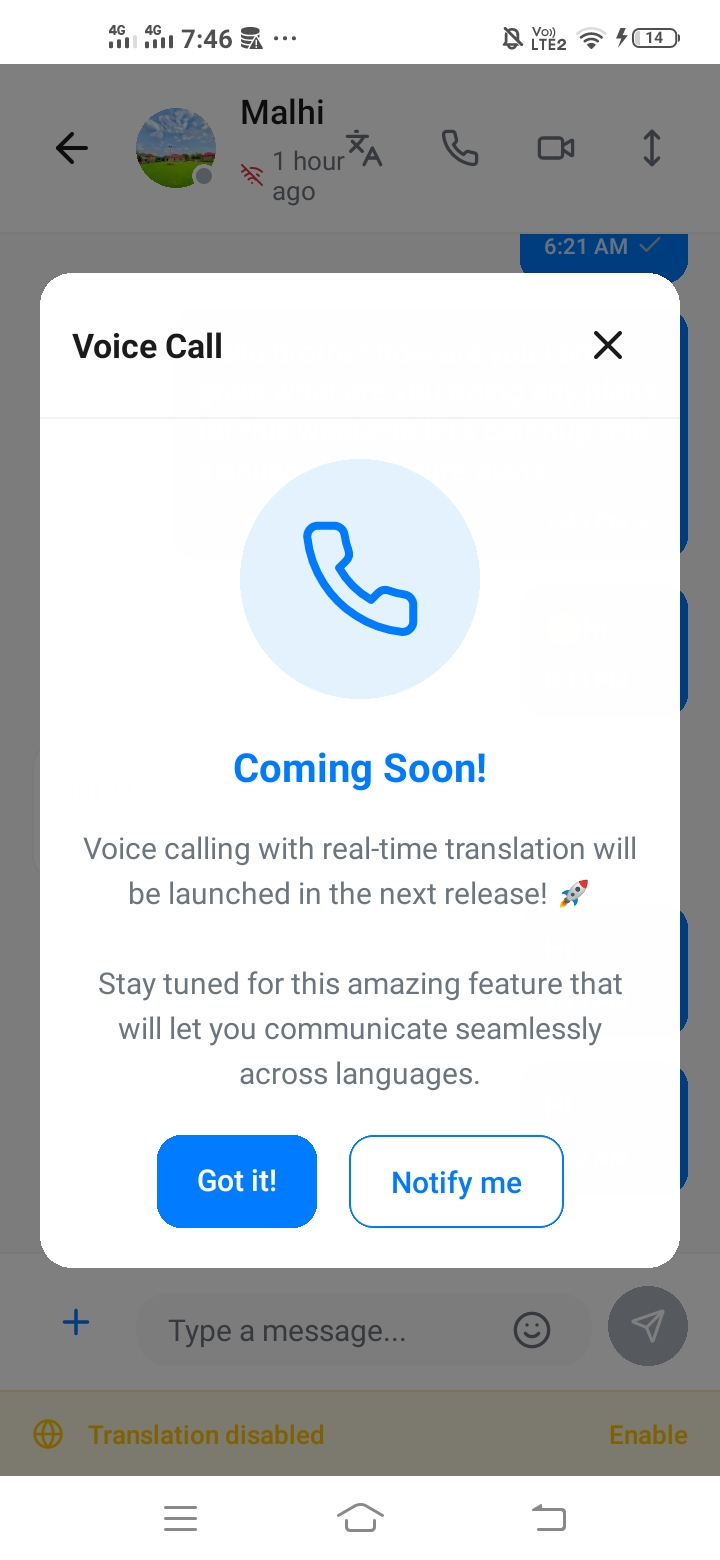 Voice Call Modal